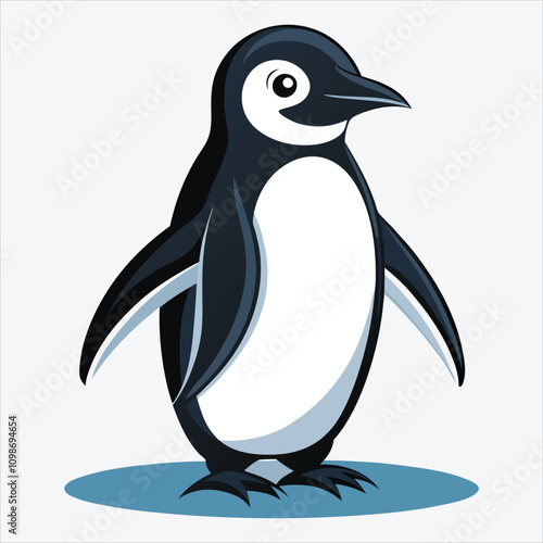 Adelie Penguin vector White background illustration Generative Ai