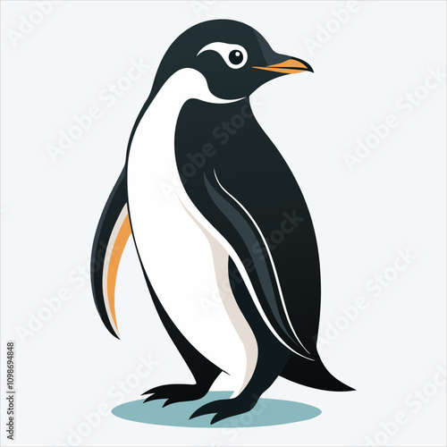 Adelie Penguin vector White background illustration Generative Ai