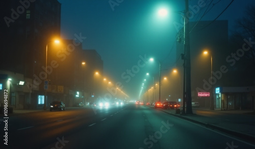 flickering street lamps cast blurred effect surrounding environment causing disorientation passersby