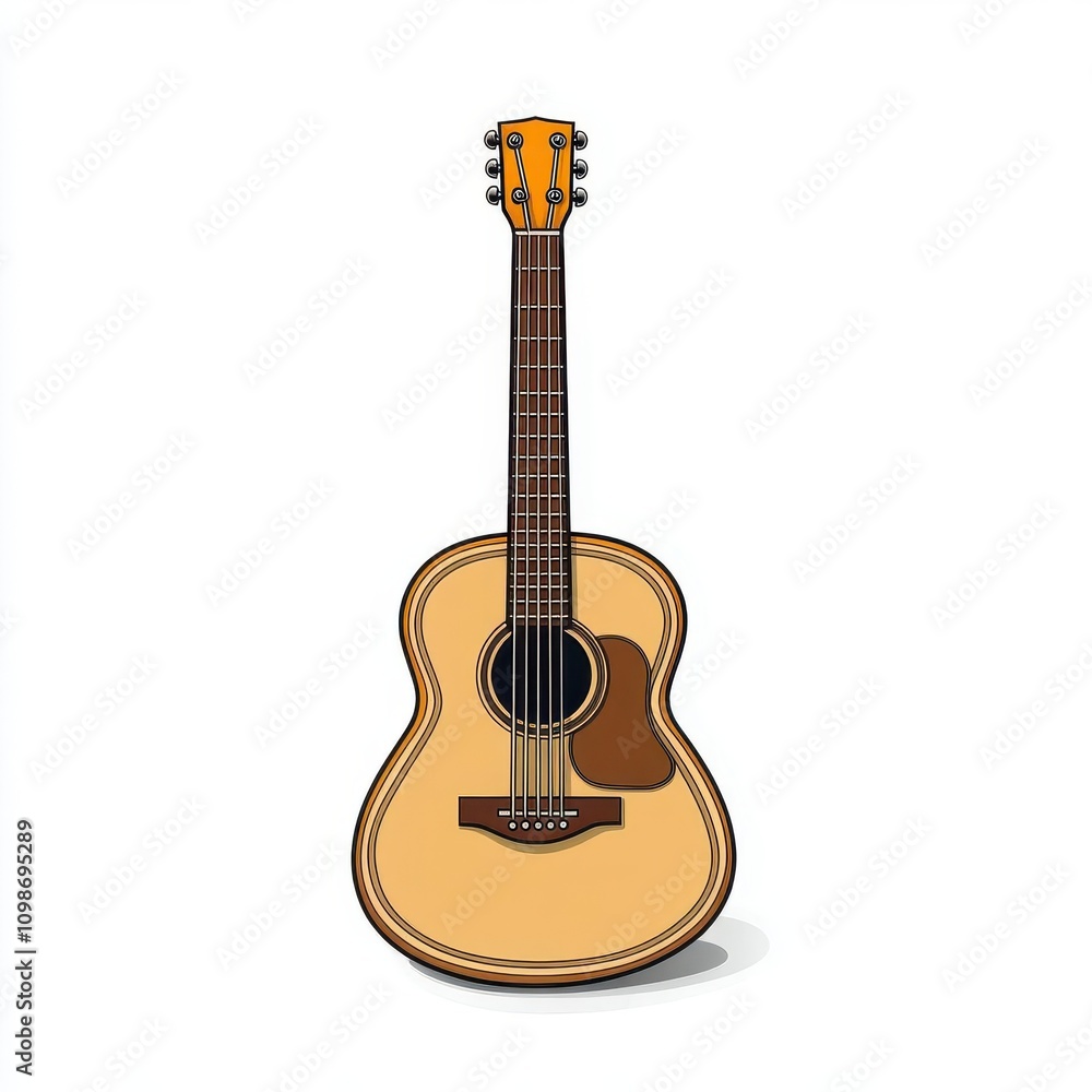 Obraz premium a modern guitar clipart, flat vector shape, brown and beige, isolated on white background