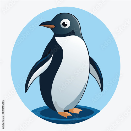 Adelie Penguin vector White background illustration Generative Ai