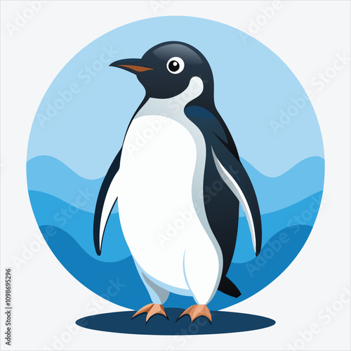 Adelie Penguin vector White background illustration Generative Ai