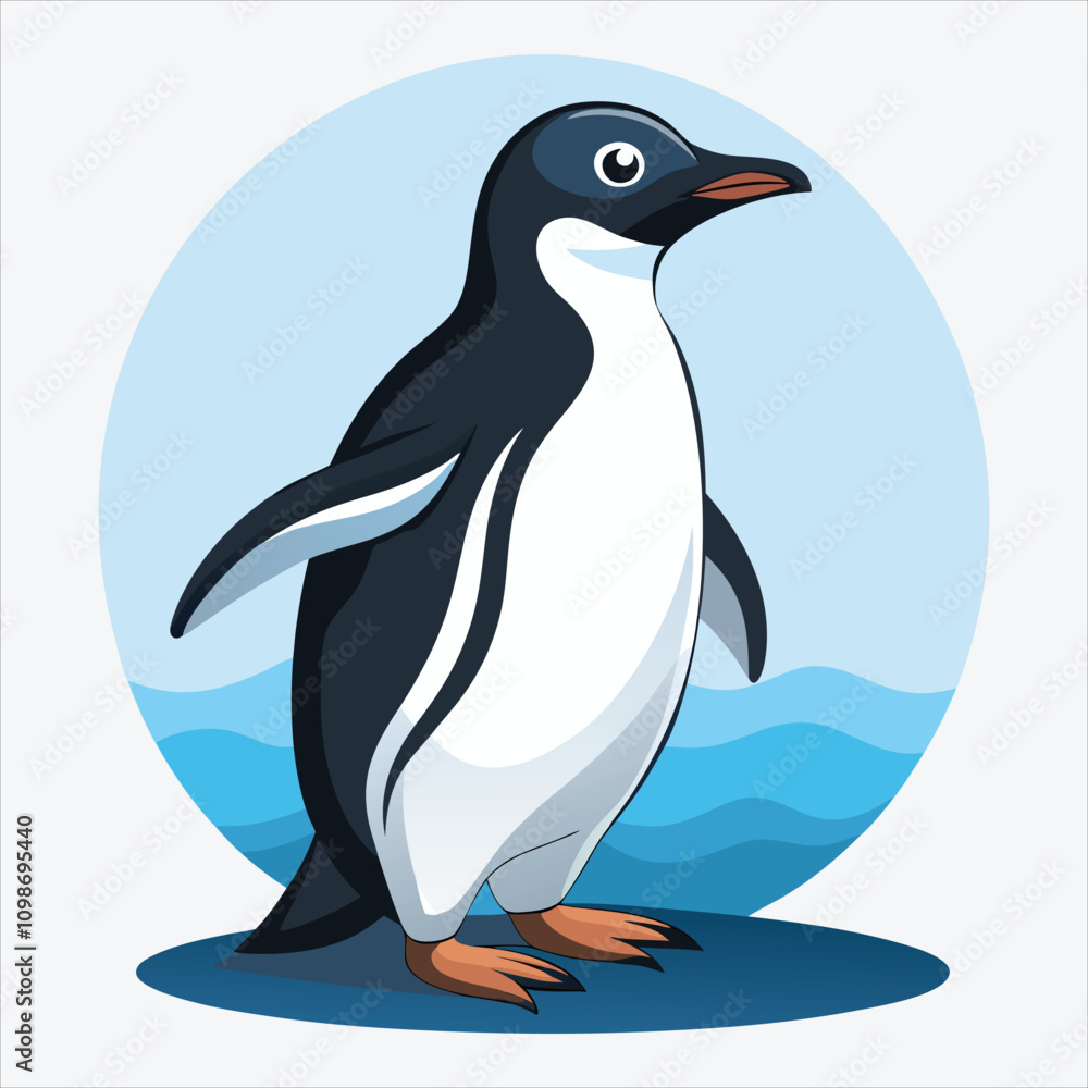 Fototapeta premium Adelie Penguin vector White background illustration Generative Ai