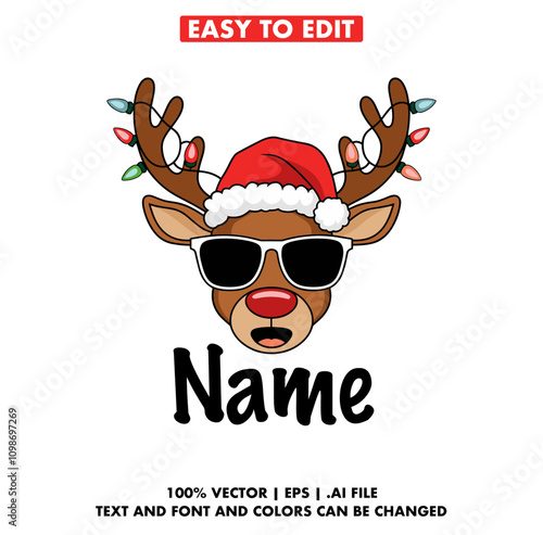 Personalized Reindeer Family Christmas Shirt vector design