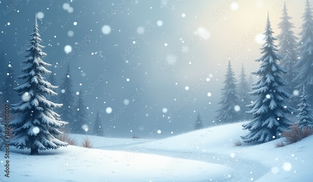 Obraz premium snow falls winter scene part christmas background design vector illustration style