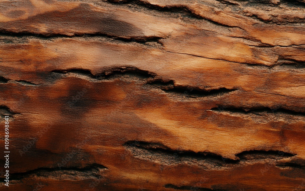 Obraz premium A detailed close up of textured wood grain with rich brown hues, highlighting natural patterns and organic beauty