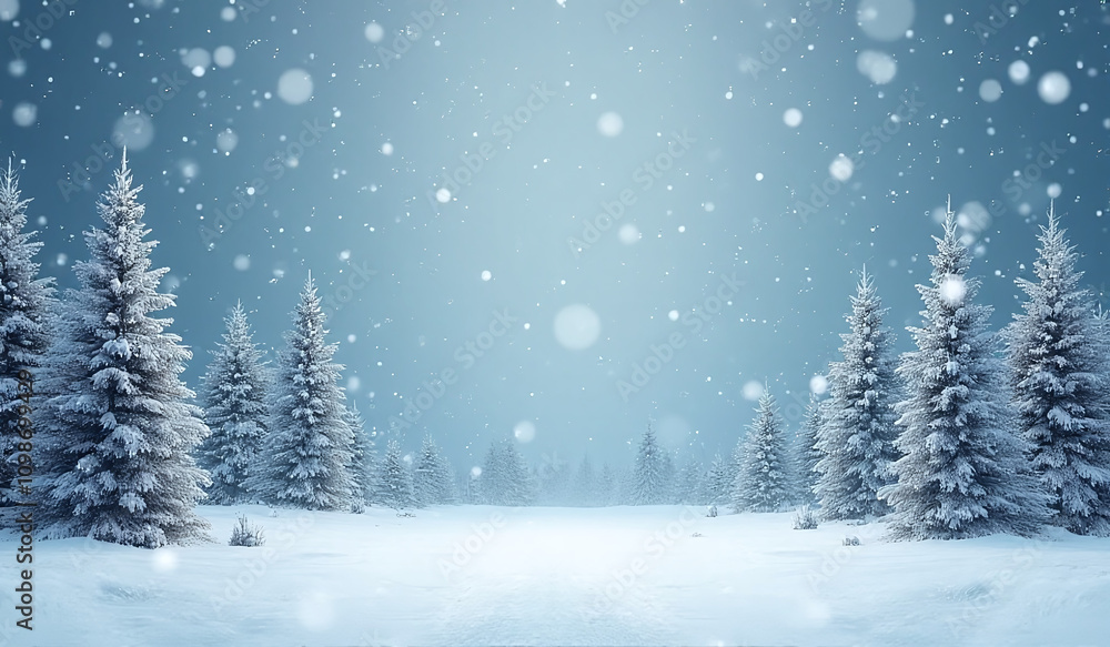 Fototapeta premium snowy christmas trees screen borders holidays new years artwork designs