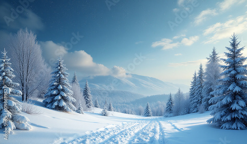 Wallpaper Mural snowy landscape christmas time serene peaceful atmosphere Torontodigital.ca