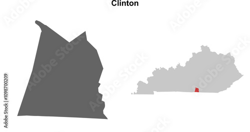 Clinton County (Kentucky) blank outline map set