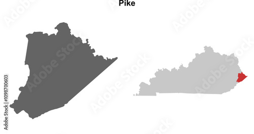 Pike County (Kentucky) blank outline map set