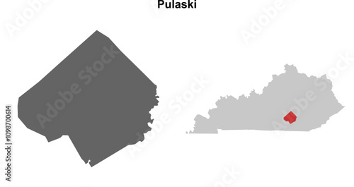 Pulaski County (Kentucky) blank outline map set