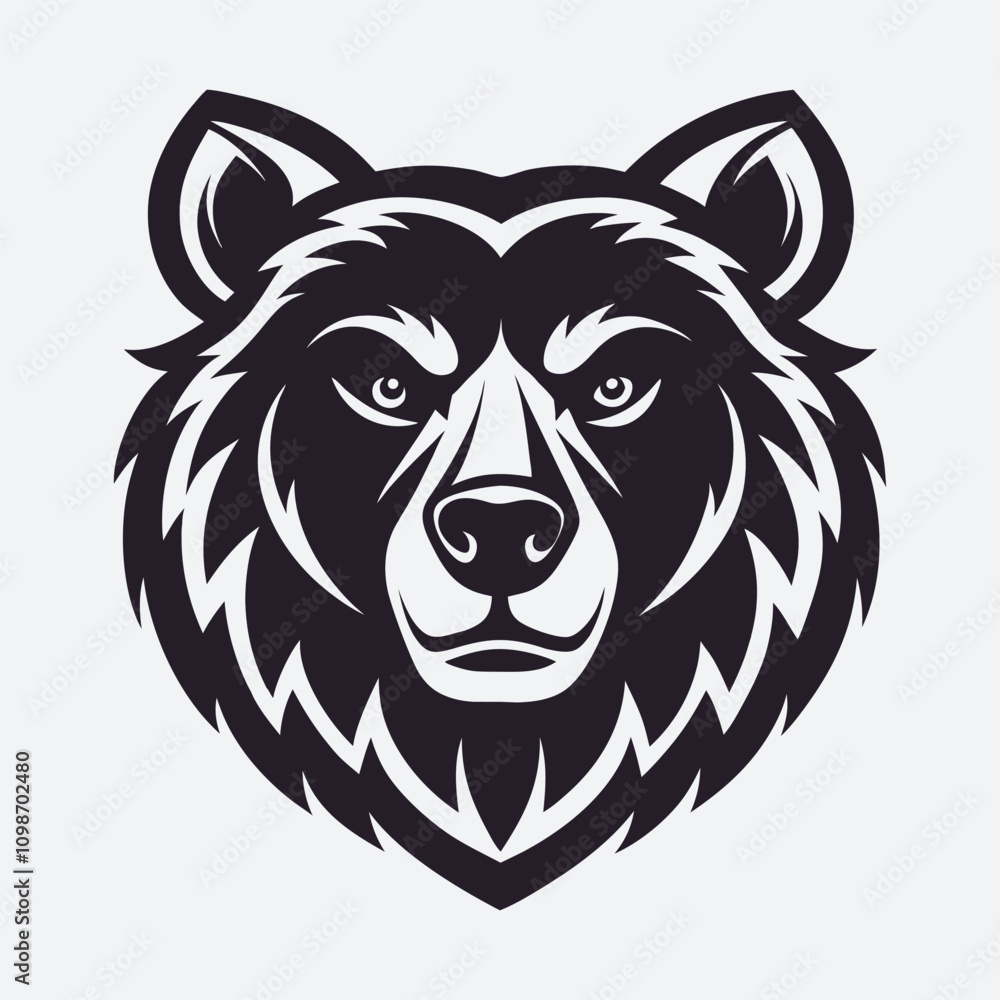 Fototapeta premium Bear head silhouette vector art illustration file. 