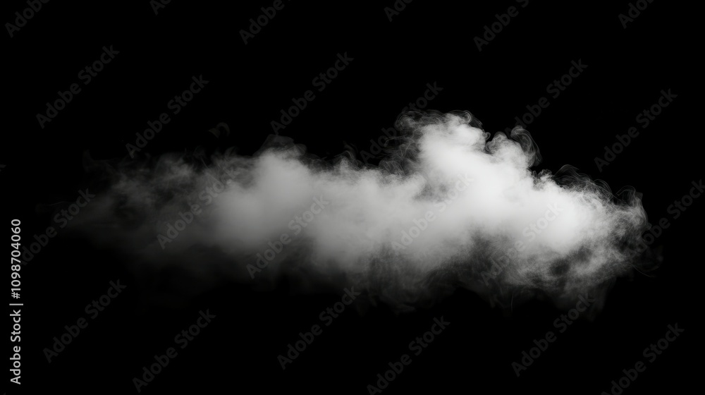 Fototapeta premium A misty fog on an isolated black background. Smoke and texture overlays. Aromatherapy concept.