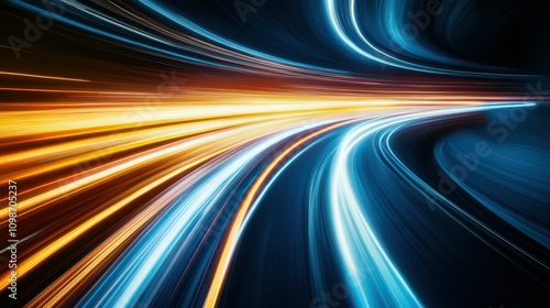 A striking abstract light streak evokes the feeling of speed and energy