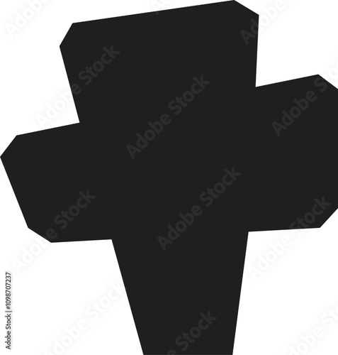 Simple black christian cross representing faith, hope, and religious devotion, conveying spirituality and the essence of christianity