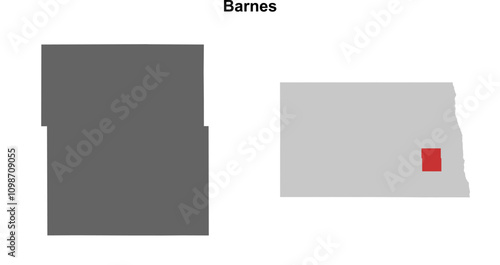 Barnes County (North Dakota) blank outline map set