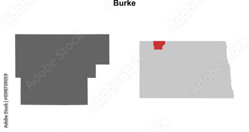 Burke County (North Dakota) blank outline map set