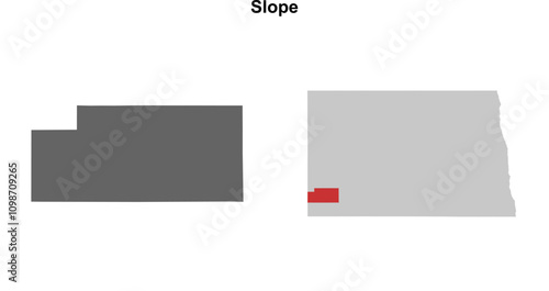 Slope County (North Dakota) blank outline map set