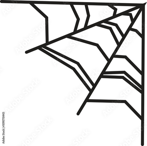 Intricate spider web stretches across a corner, forming a spooky decoration perfect for enhancing halloween ambiance with its delicate and eerie design