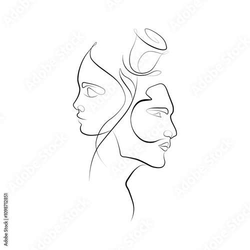 silhouette of a woman line art