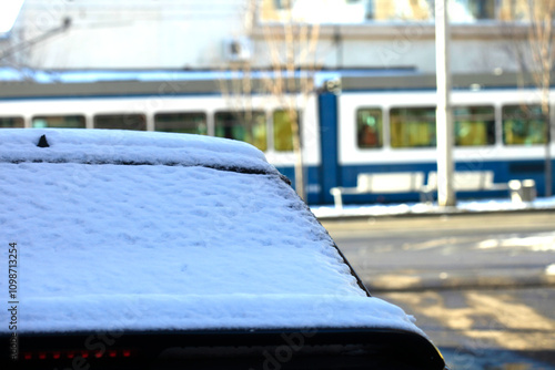 Car covered in white snow