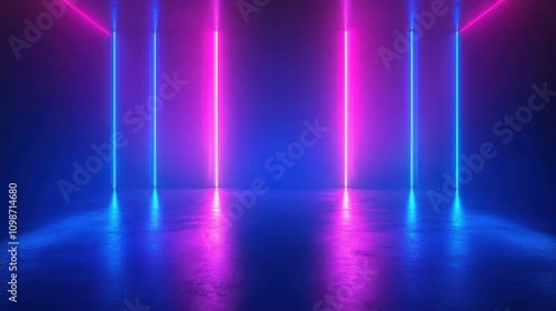 Wallpaper Mural abstract futuristic neon background, virtual reality cyberspace, pink blue vibrant colors, laser show stage Torontodigital.ca