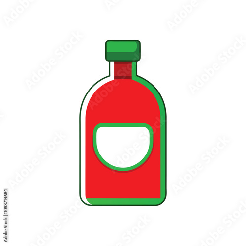 Mexican Salsa Sauce Bottle Vector - Spicy Condiment Illustration with Festive Label Design on White Background for Culinary Art