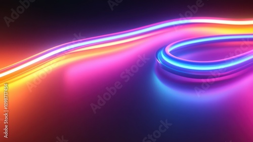 abstract geometric neon background, colorful glowing wavy line. Minimalist wallpaper