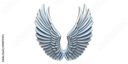 Silver Angel Wings Icon Isolated on Transparent Background