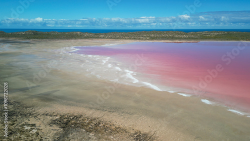 Hutt Lagoon's striking colors and surrounding landscapes, a breathtaking aerial perspective photo