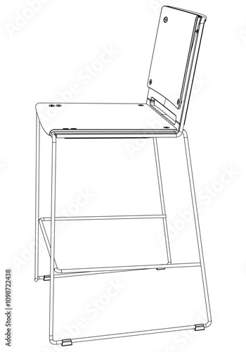 Hand-drawn bar chair and stool vector illustration. Editable line art design ideal for bar furniture, kitchen counters, and trendy seating options in modern interiors