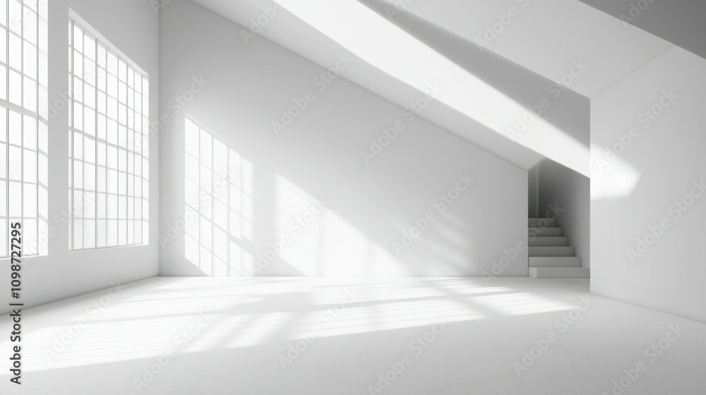 Fototapeta premium An abstract 3D background for product presentations and brand advertising, with shadows of windows and roofs. Empty scene for mockups.