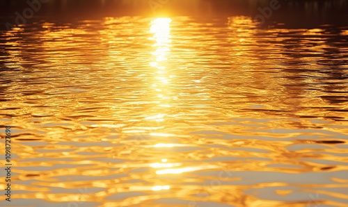 Early morning light casting golden reflections on rippling water