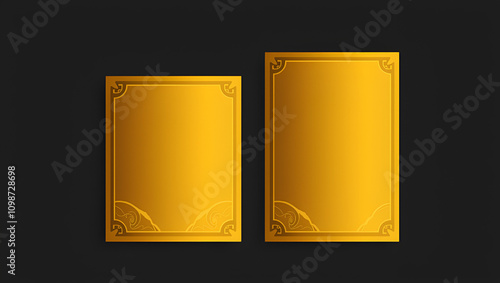 Vector set of golden vertical cards.