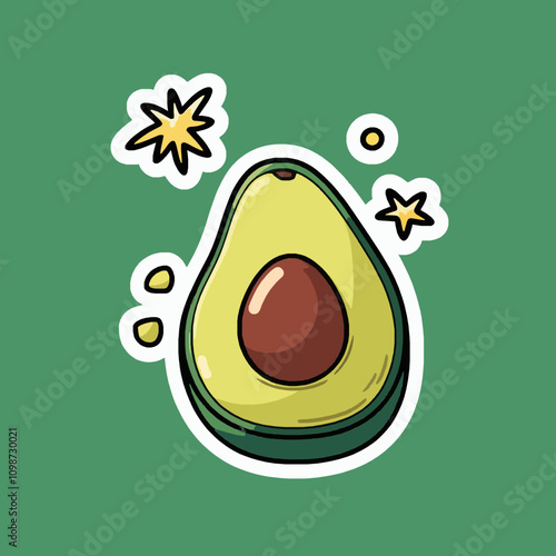 Cheerful Avocado Sticker Design for Healthy Lifestyle Themes