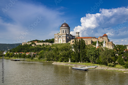 panorama of Esztergom, basilica on the banks of the Danube