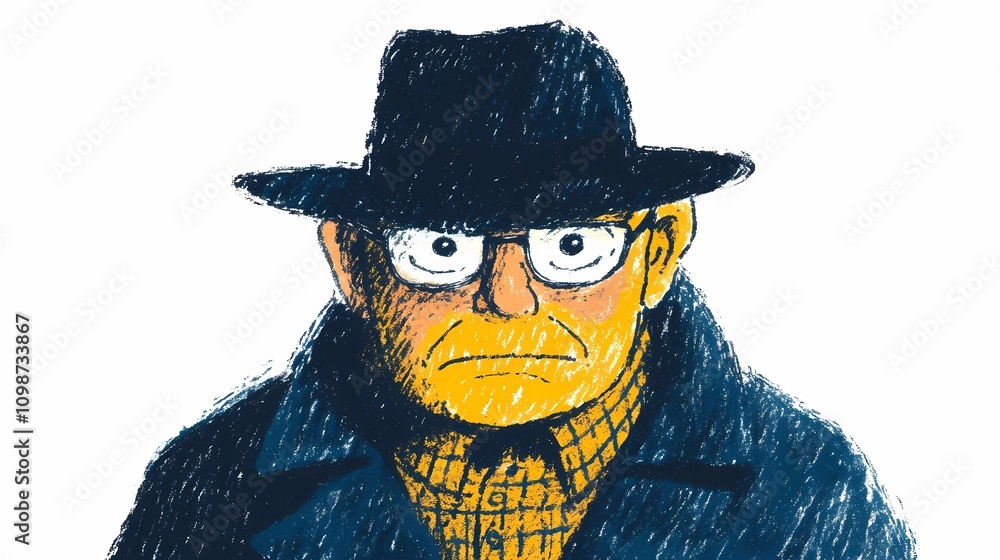 Obraz premium Classic investigator in a wide-brimmed hat, embodying traditional detective aesthetics, ideal for crime scenes or mystery-focused designs.