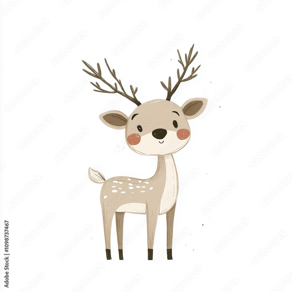 Obraz premium cute cartoon reindeer illustration
