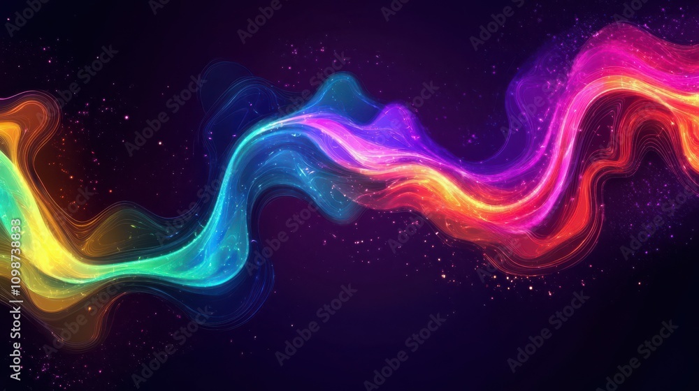 Obraz premium abstract neon background with colorful wavy line glowing with colorful gradient in ultraviolet spectrum
