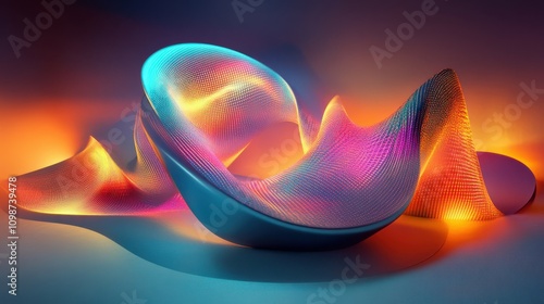 An abstract polynomial and dynamic angle are rendered with glowing integrals, colorful graphics, 3D renderings, and mathematical elegance