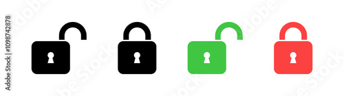 Lock icon set. privacy icon , secure private security icons - padlock icon button - Keyhole icon, Door key hole button