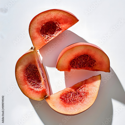 Chopped Mamey sapote fruit on a white background photo