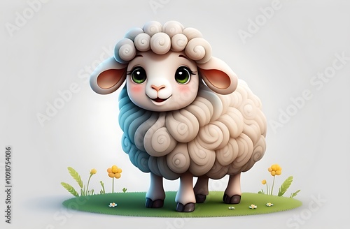 Wallpaper Mural Cute cartoon sheep on white background Torontodigital.ca