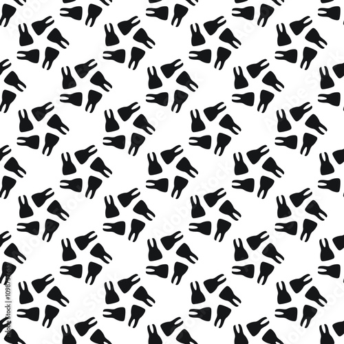 Dental seamless pattern with simple minimalistic black teeth on the  white background