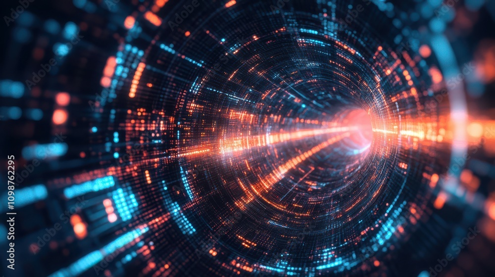 Obraz premium Digital technology circle on dark background. Big data and technology concept.