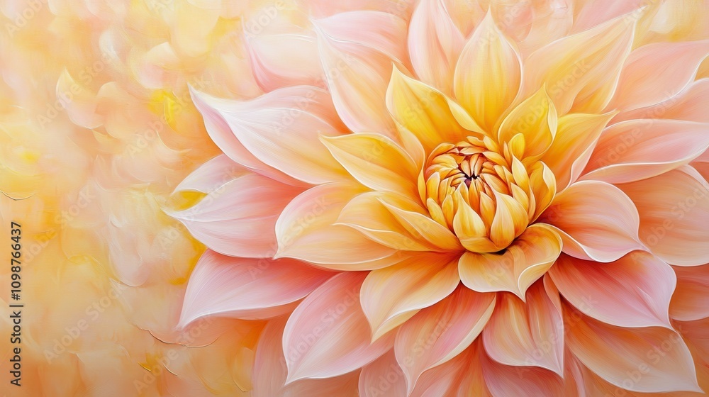 Fototapeta premium Radiant burst of yellow amidst delicate pink petals exudes warmth and joy