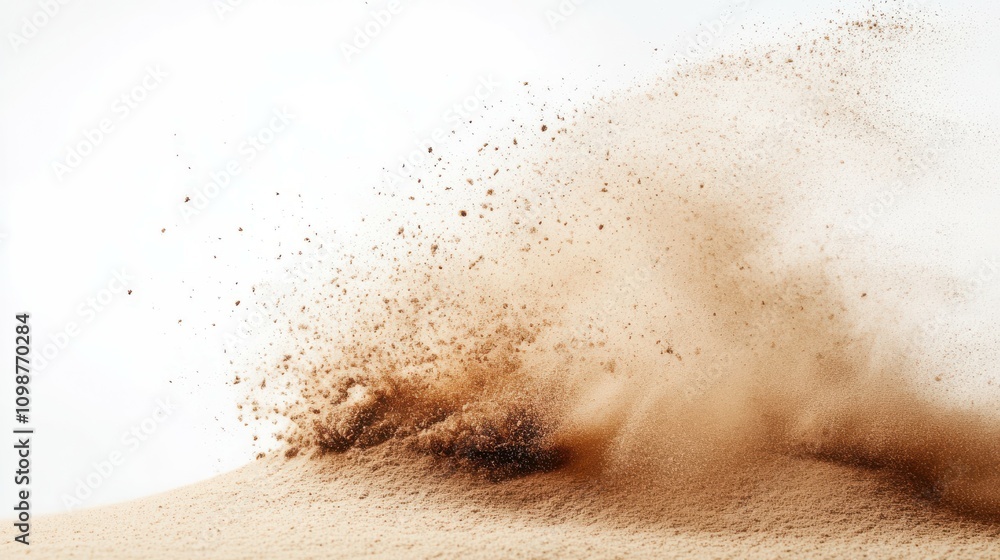 Fototapeta premium Sand on white background ,stop motion,sand explode