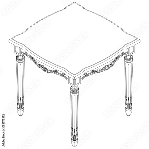 Vintage coffee table vector set. Baroque and classic style sketches for luxurious home interiors. Ideal for traditional furniture enthusiasts.