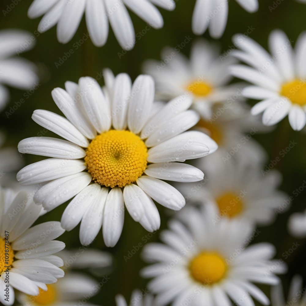 Fototapeta premium white daisies on a green background