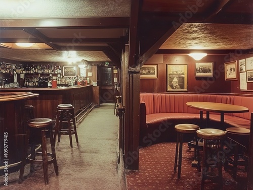 1970s uk pub inside, same pub from different angles, photograph photo